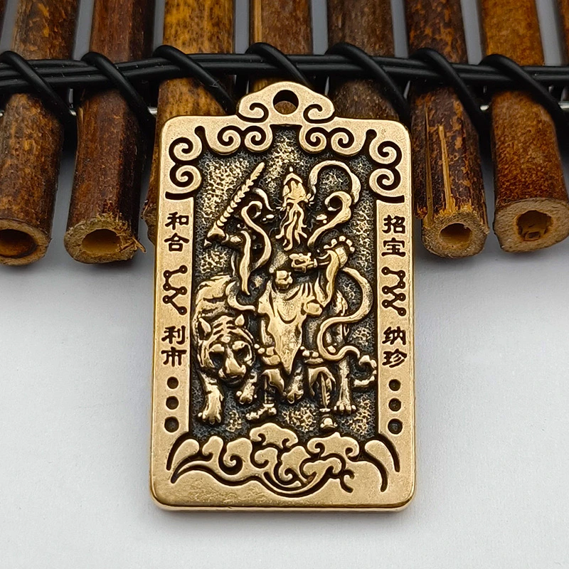 精品黄铜挂饰财神招财生肖挂件男女转运武财神吊坠赵公明钥匙扣