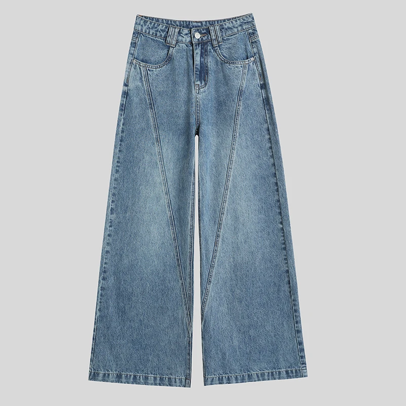春季新款高腰牛仔裤女阔腿裤休闲显瘦百搭牛仔蓝直筒裤