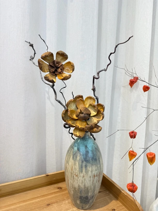 花予｜【油画莲龙枣枝】天然龙枣枝油画莲造景干花手工花艺无需打理