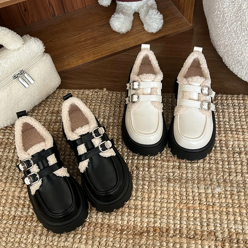 （上选编码，下选尺码）2024年新款加绒厚底乐福鞋女冬季新款