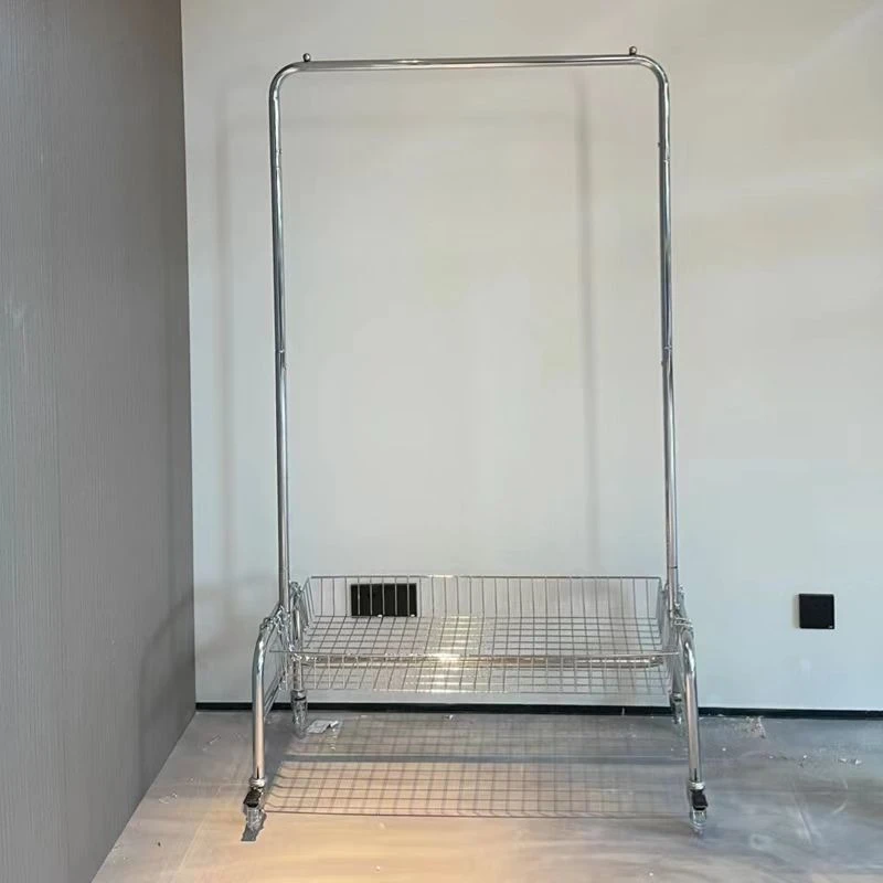 落地挂衣架移动多功能收纳架子服装店展示架网红卧室带篮置物架