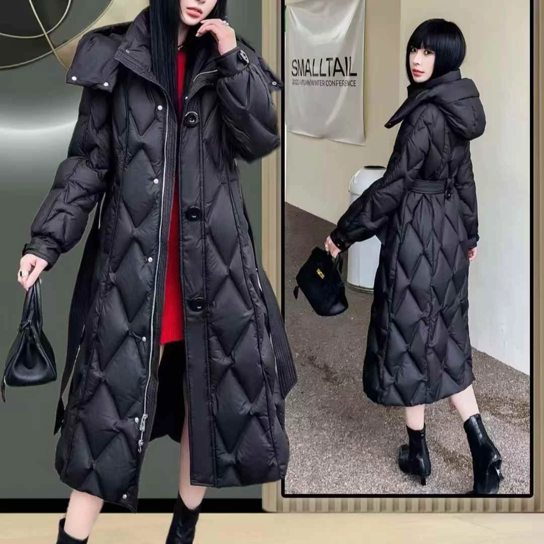 小丽推荐2025鹅绒服时尚百搭气质可拆卸帽显瘦女士长款冬季保暖