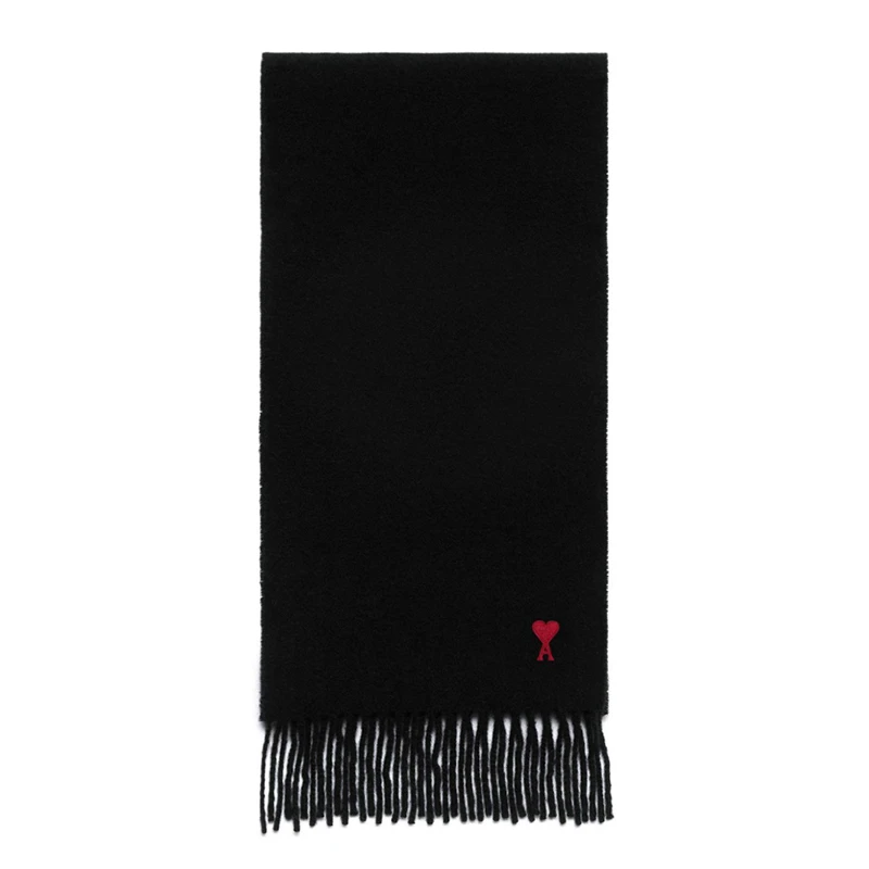 Ami de Coeur 经典logo图案保暖羊毛流苏男女同款围巾