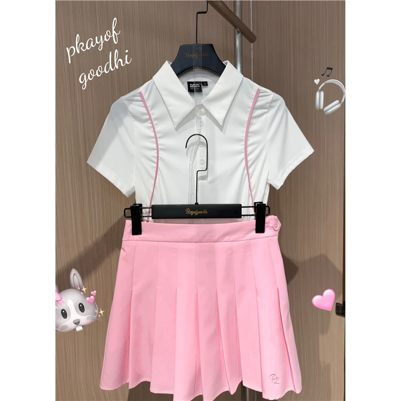 高尔夫服装女夏季冰丝高尔夫短袖女高尔夫女裙运动女网球裙球服女