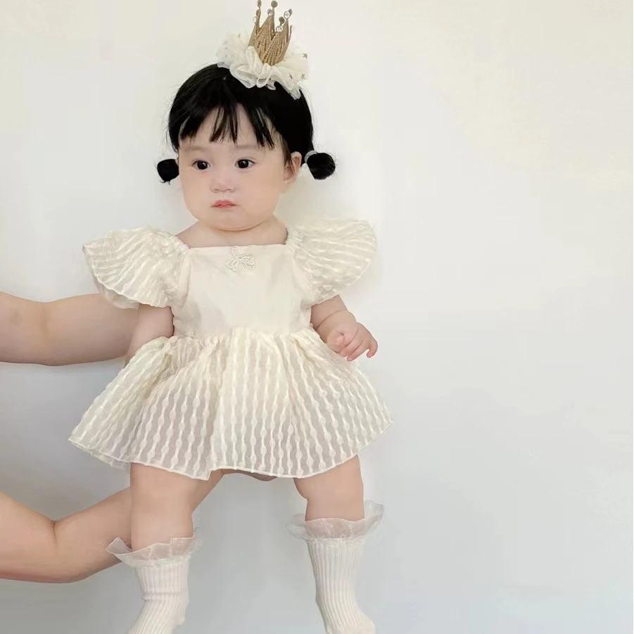 连体衣婴儿夏季新款洋气包屁裙甜美哈衣女宝宝夏装薄款可爱爬服