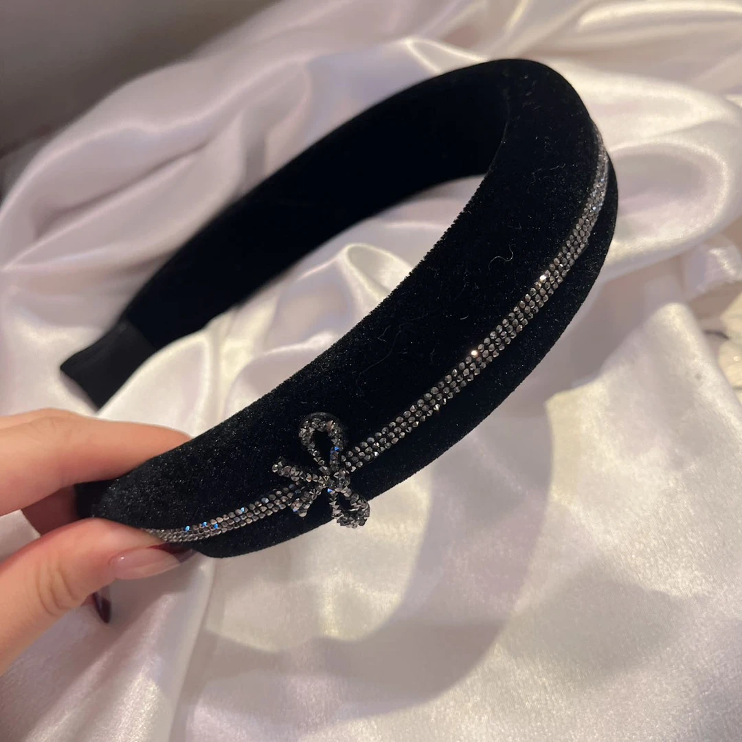 韩国 气质 小众 ins 手工 小碎钻 丝绒 发箍J113