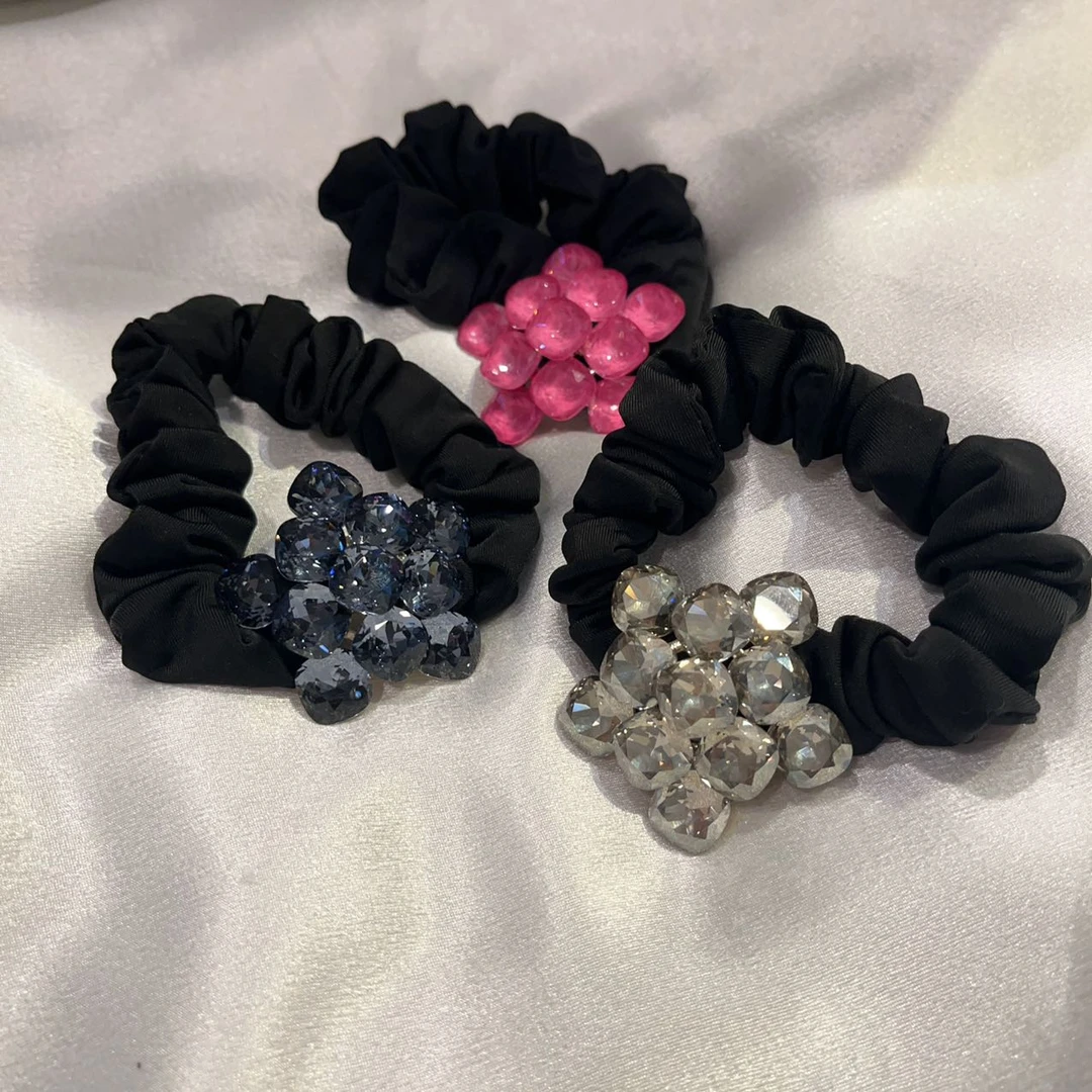 韩国 设计 气质 小众 ins 手工 肥方 组合钻 发圈K400