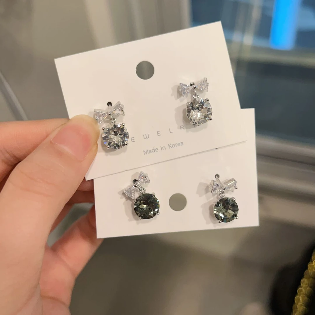 合金耳饰 韩国 气质 小众 ins 手工 施华洛 彩钻 耳钉L145