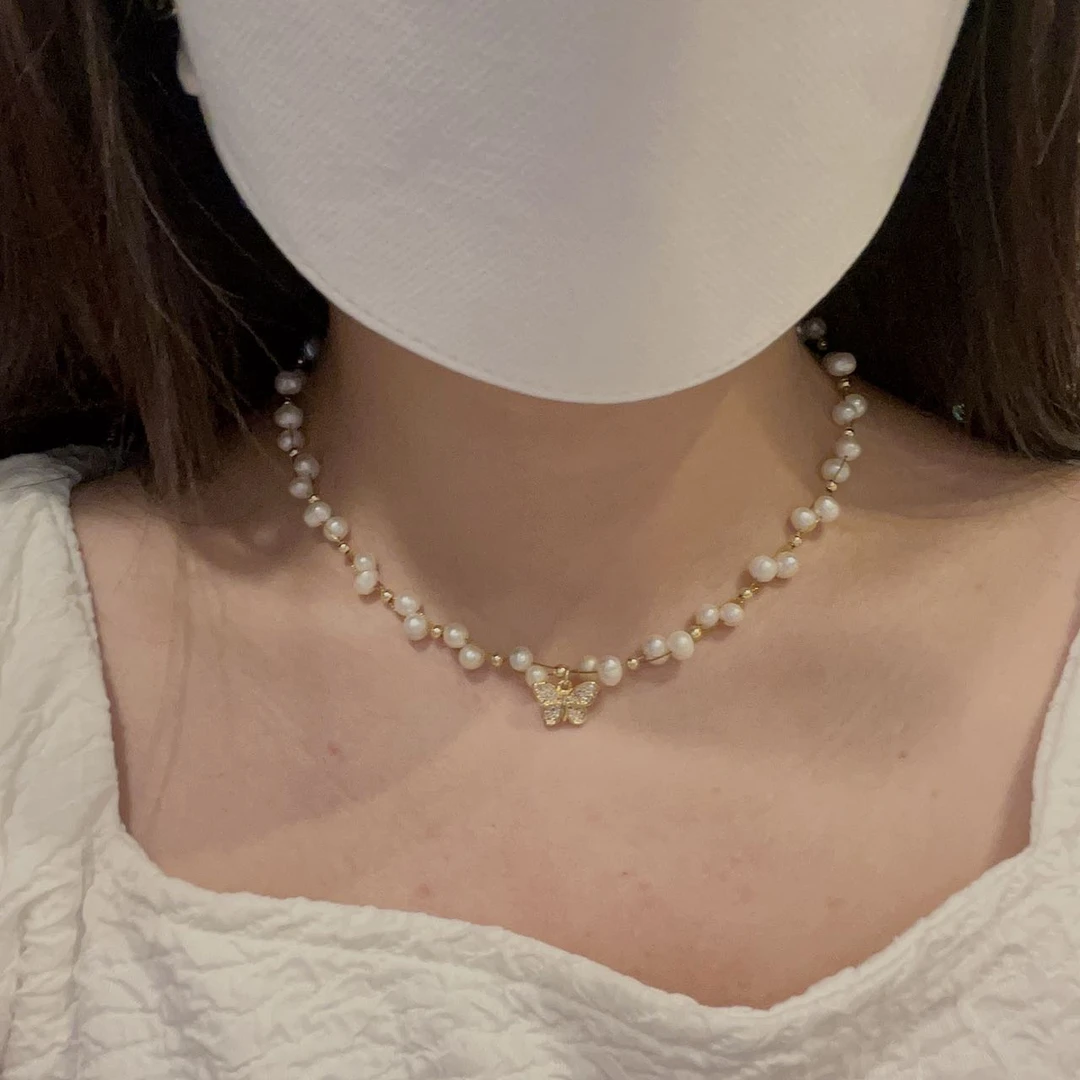 合金贝珠项链 韩国 设计 气质 小众 ins 手工 藤蔓 珠珠 项链PX02