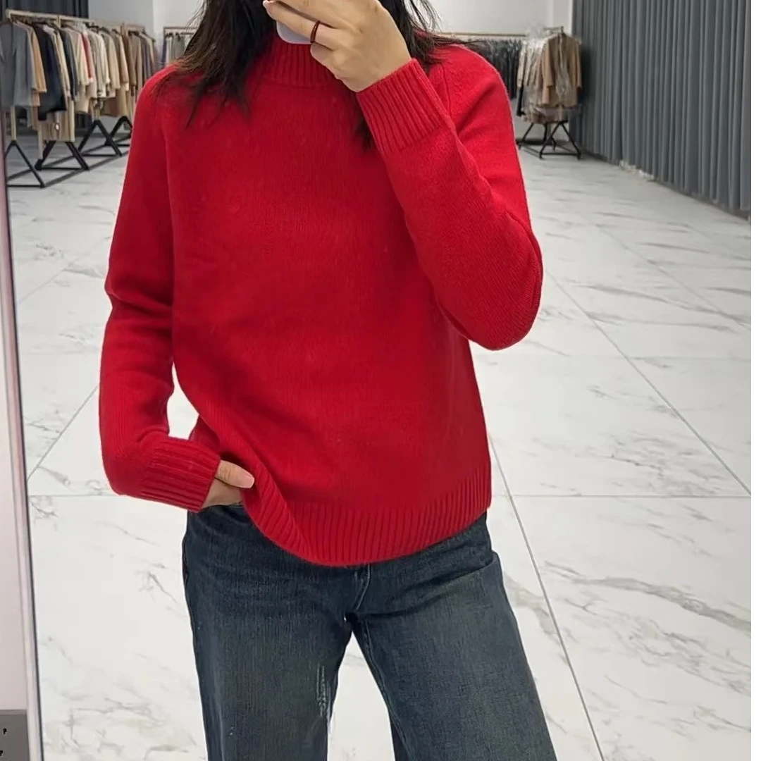 七针加厚保暖100小山羊绒打底衫半高领纯色百搭神器