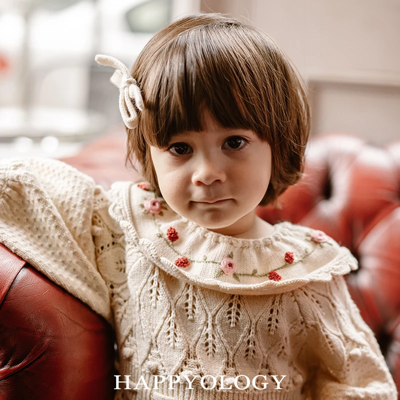 Happyology英国儿童装饰领秋冬季女童绣花针织保暖童装宝宝假领子