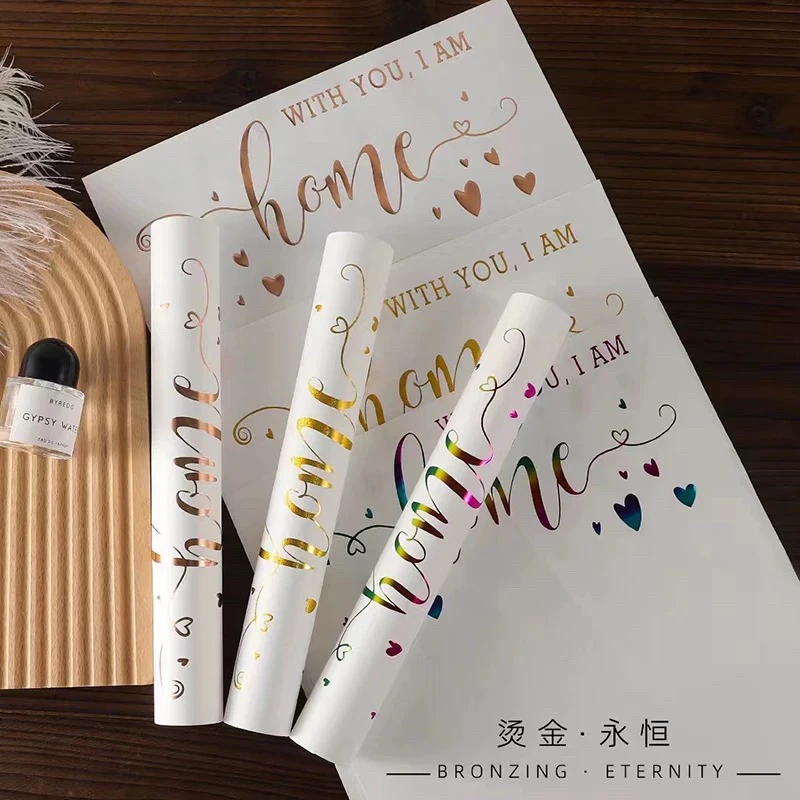 新款烫金永恒包装纸防水英文加厚欧雅纸情人节花束鲜花包花纸材料