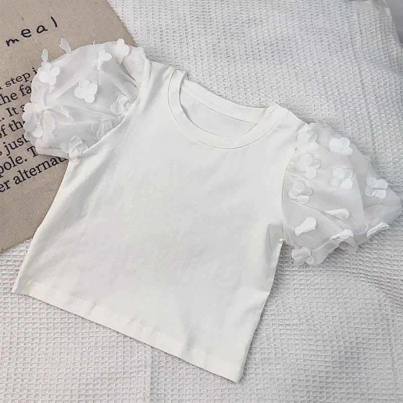 【奇喜】QD64017女童短袖夏装儿童泡泡袖背心装炸街夏季半袖t