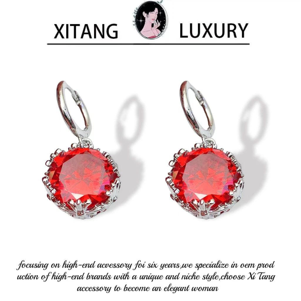 铜合金耳饰 红色小众精致轻奢气质百搭时尚百搭耳钉耳环耳坠孤166