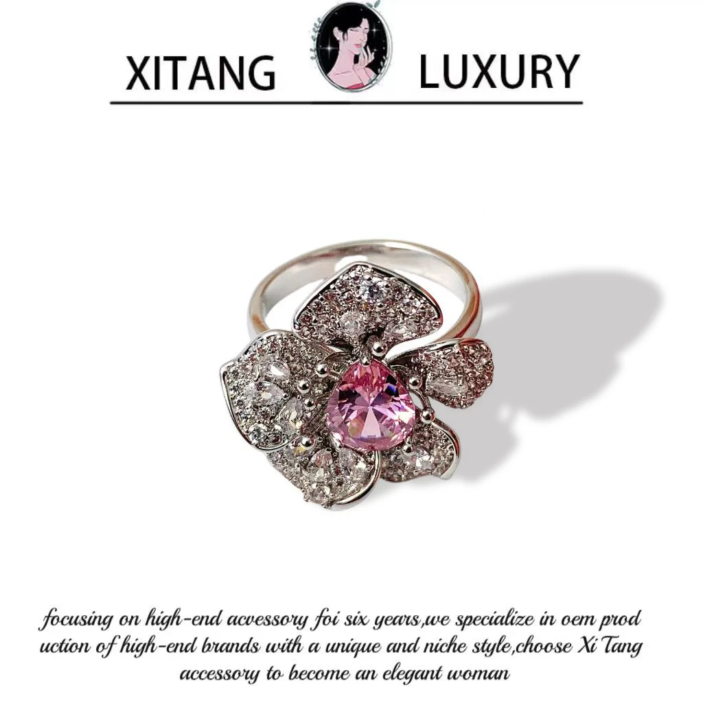 XITANG  《独白戒指》小众旋转气质轻奢彩色百搭戒指8046