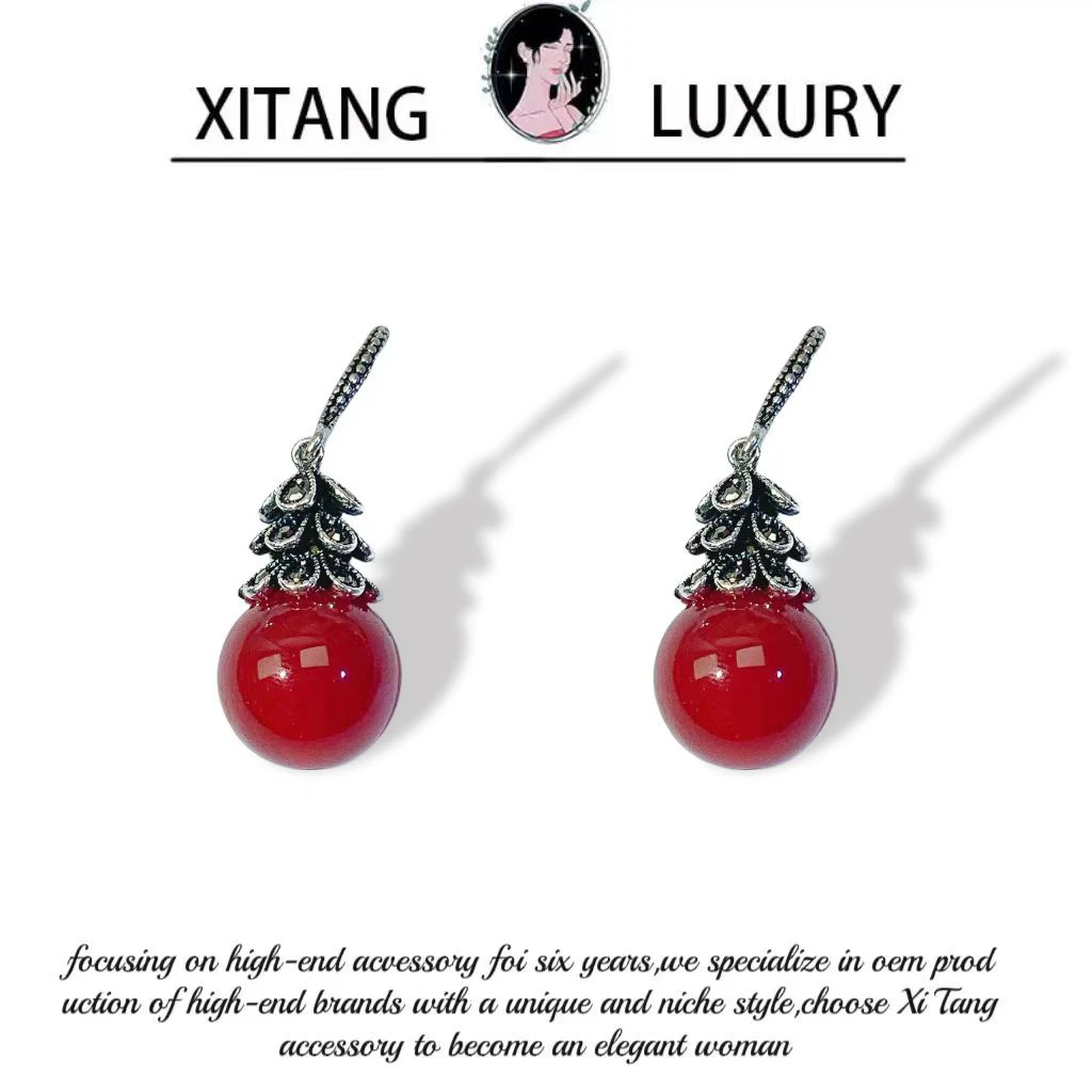 铜合金耳饰 《关山酒》百搭复古简约个性耳钉耳环耳坠8008