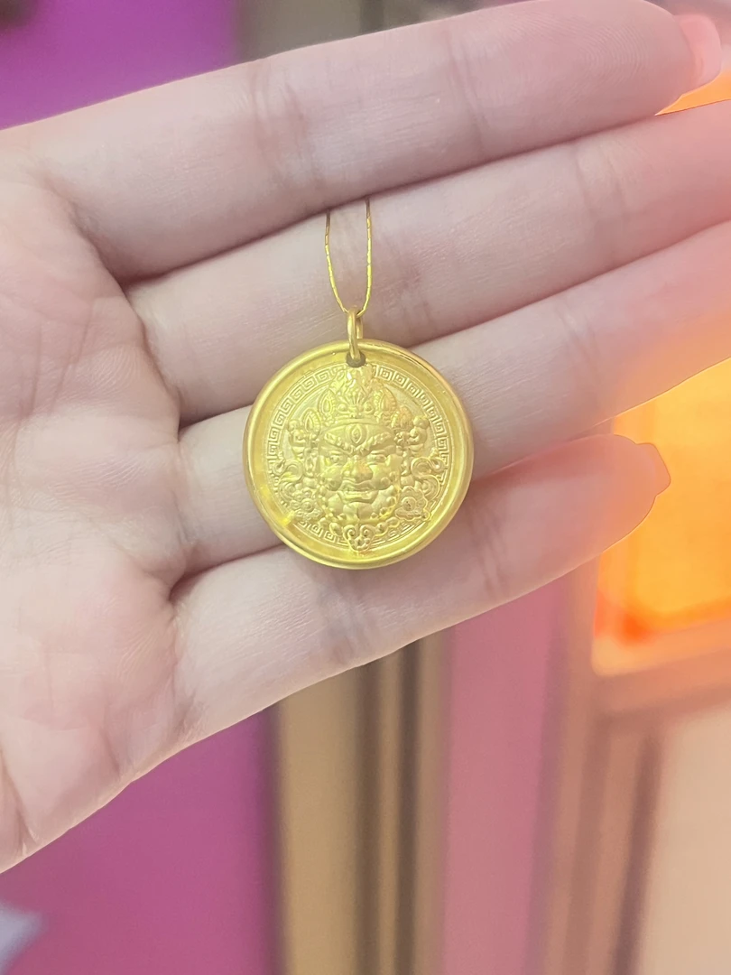 足金3D黄财神吊坠