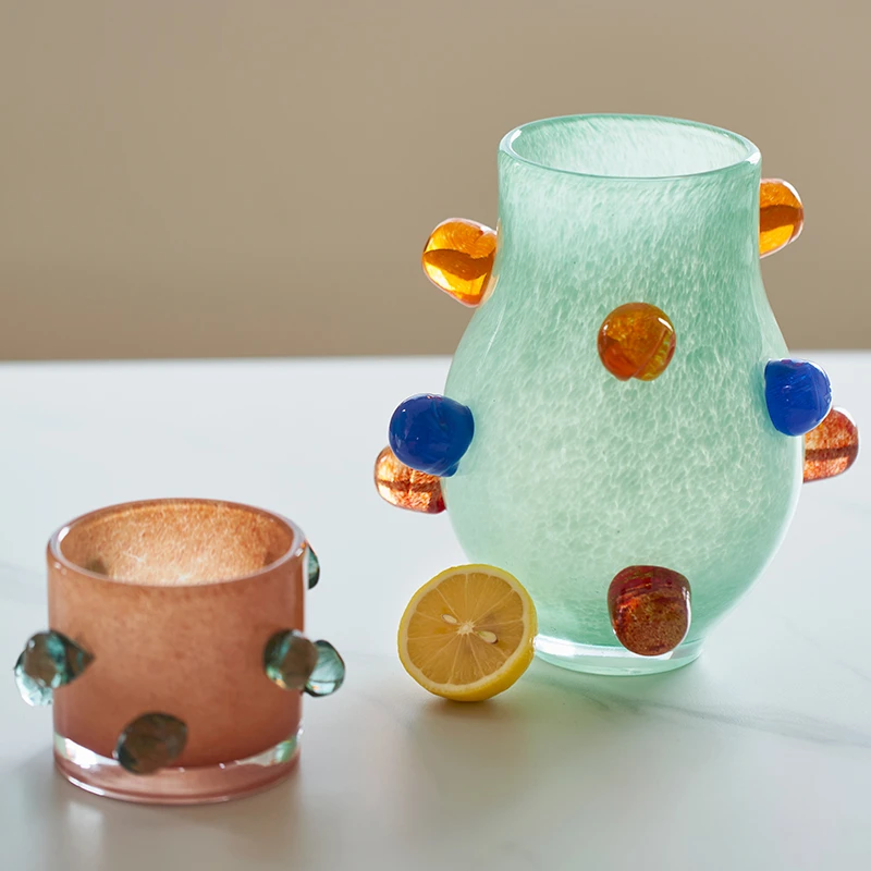 中古风创意玻璃花器插花摆件家居装饰台面装饰花瓶小众轻奢高级感