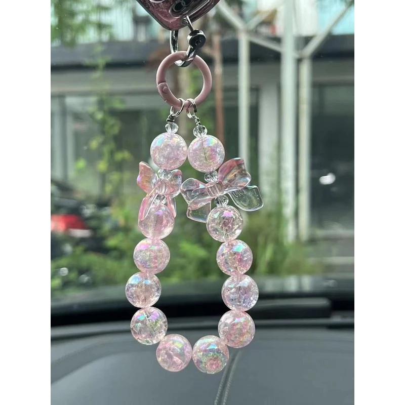 网红款爱心珍珠链钥匙扣配饰