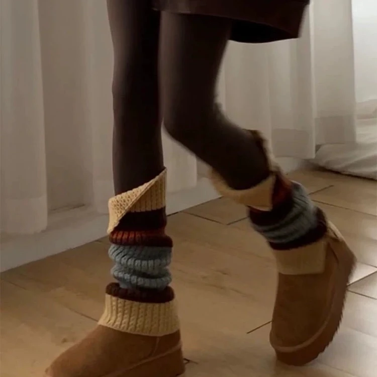 美拉德雪地靴袜套女秋冬堆堆袜子毛线针织外穿腿套配鲨鱼裤的袜套
