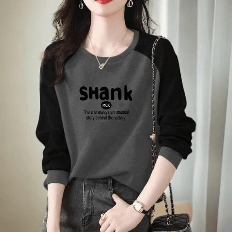 长袖T恤女上衣插肩设计感时尚洋气宽松显瘦秋季新款圆领