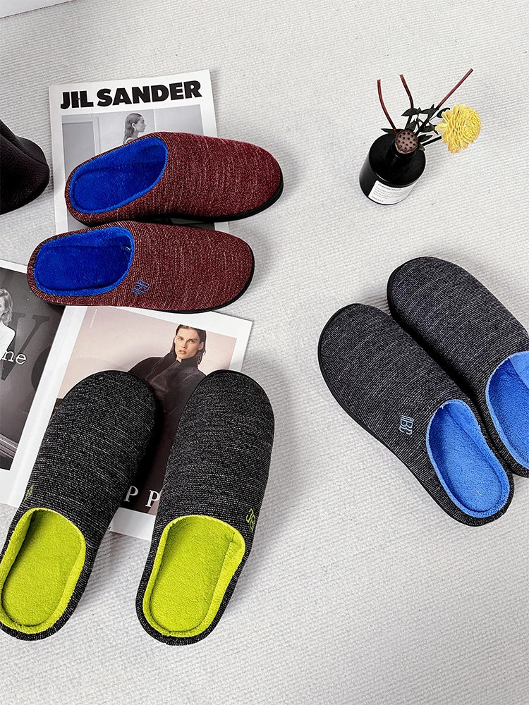 【佳文家】1939男女同款彩色加绒加厚居家棉拖棉鞋平底鞋