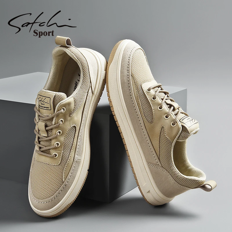 沙驰男鞋冬季时尚网面鞋2025年男士休闲冬季低帮透气防滑爸爸潮鞋