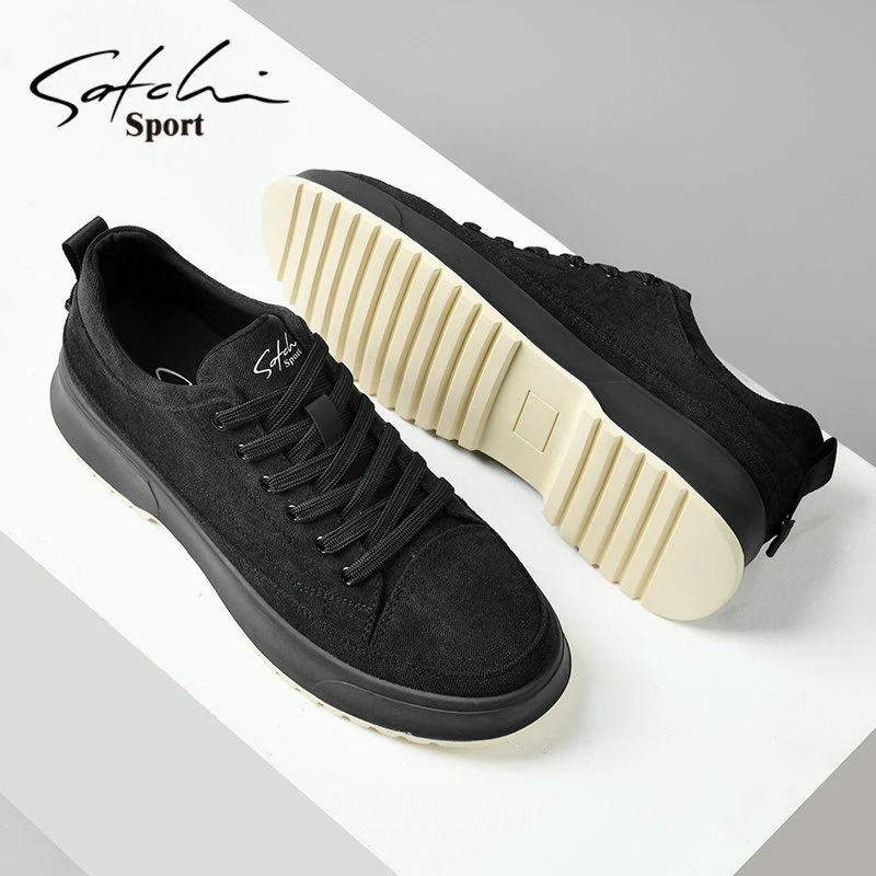 沙驰男鞋飞织手工运动休闲布鞋2025年冬季新款高端内增高百搭潮鞋