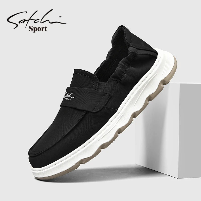 沙驰男鞋冬季透气百搭轻便冰丝布鞋懒人一脚蹬时尚舒适软底豆豆鞋