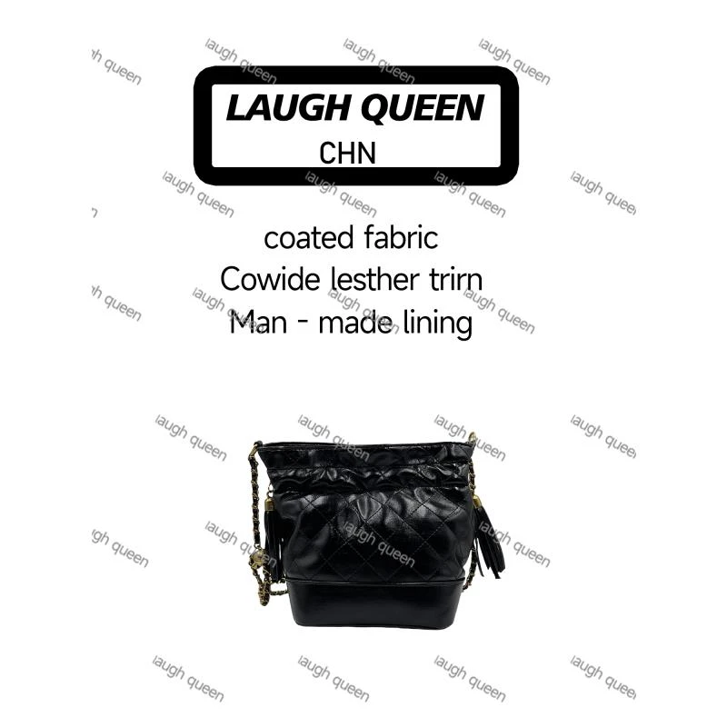 Laugh Queen手工打造女士包手拎斜跨黑色17cm流苏桶