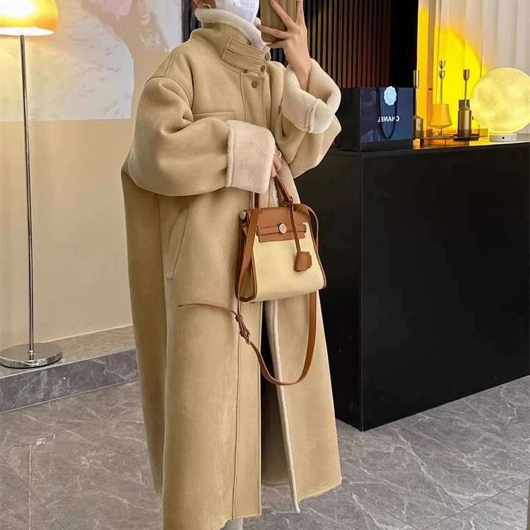 2023新款宽松气质加厚连帽百搭网红中长款时尚长款大衣长款棉衣