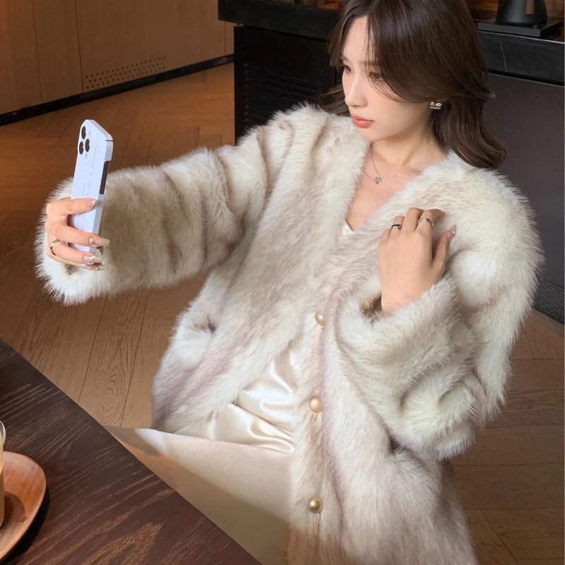 毛绒外套2023秋冬新款女毛毛外套网红轻奢大衣