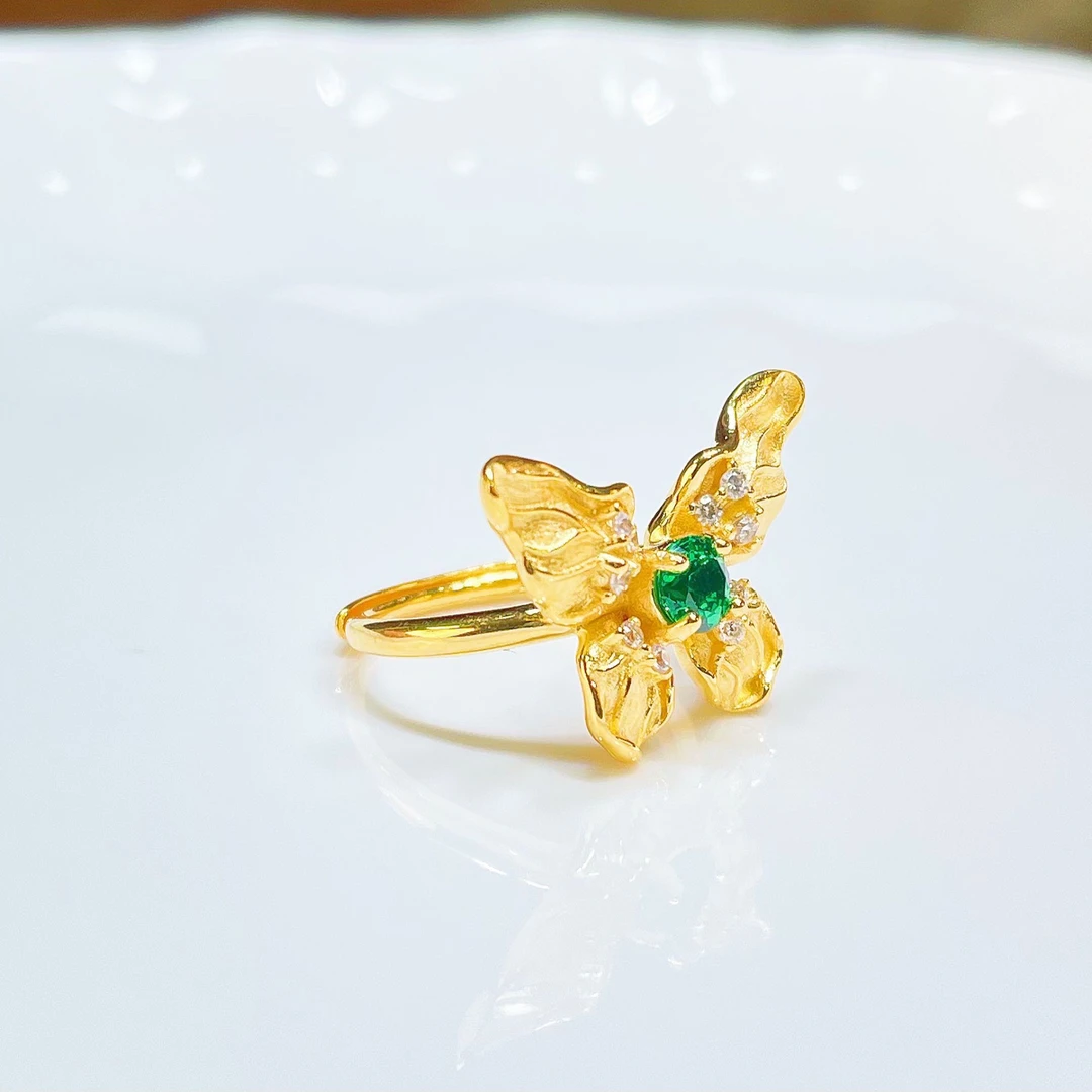 培育祖母绿【120】蝴蝶设计款祖母绿戒指【质检发货】