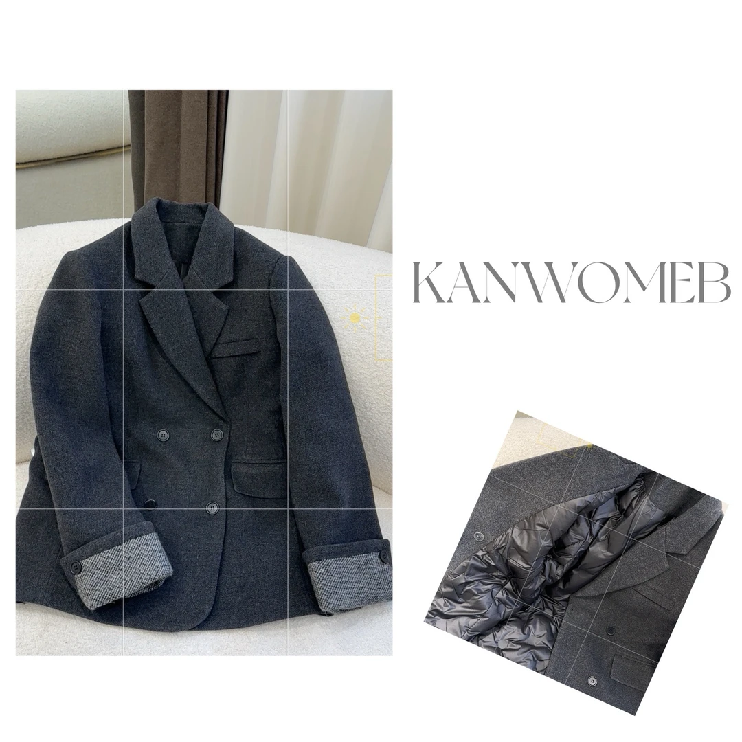 【媚儿推荐】西装外套白鸭绒羽绒服