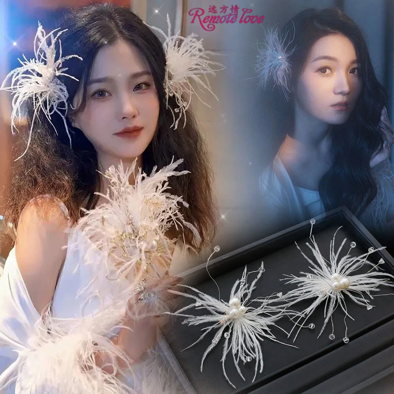 remote love/远方情超仙森女灵动羽毛发夹T1760