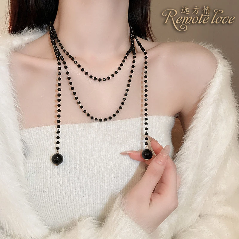remote love/远方情 合金树脂项链 高级仿水晶叠戴式流苏项链N446