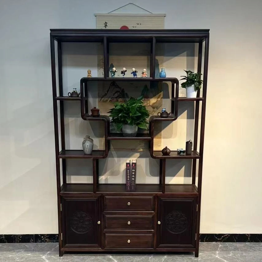 1.3m博古架新中式胡桃木茶桌茶台家用办公室用大气阳台用小尺寸