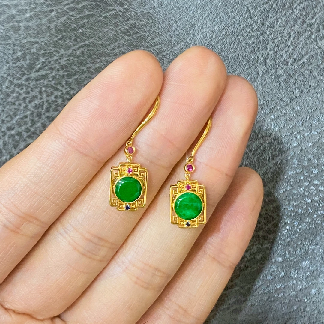 18K金翡翠耳饰U4026