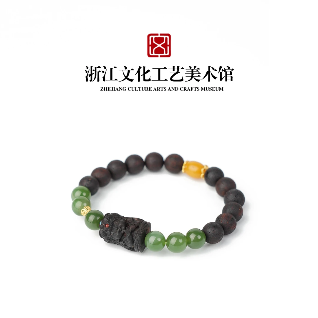 降真香8mm+碧玉+蜜蜡+降真香扎基单圈手串