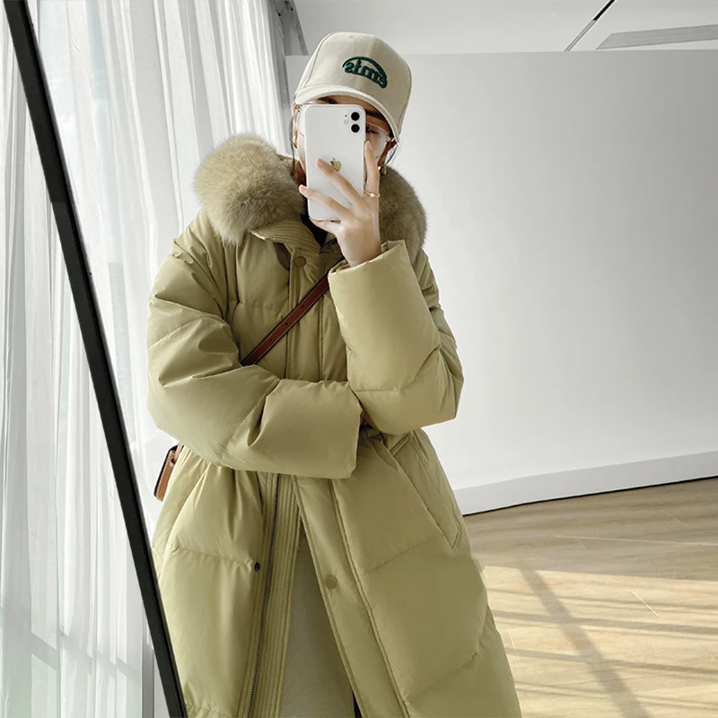 羽绒服女2024冬季收腰显瘦不臃肿中长款洋气保暖加厚奶油黄外套