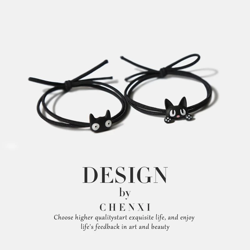 韩版可爱小猫咪头绳简约精致扎头发橡皮筋情侣小皮套高弹力可调节