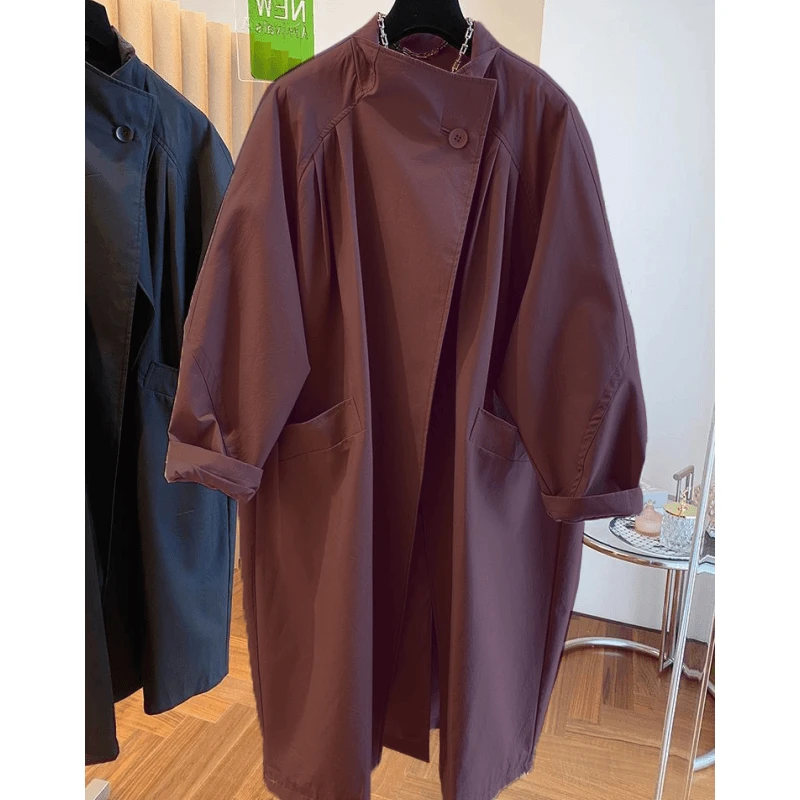高级感中长款气质时尚纯色风衣外套女漂亮春秋大码宽松上衣百搭潮