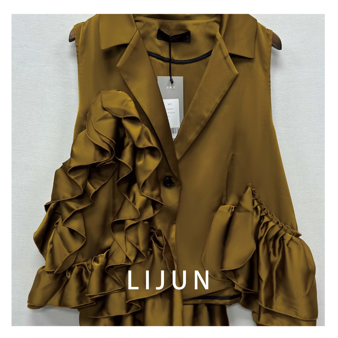 2023篱君原创春秋新款女装设计感时髦宽松显瘦翻领马甲429