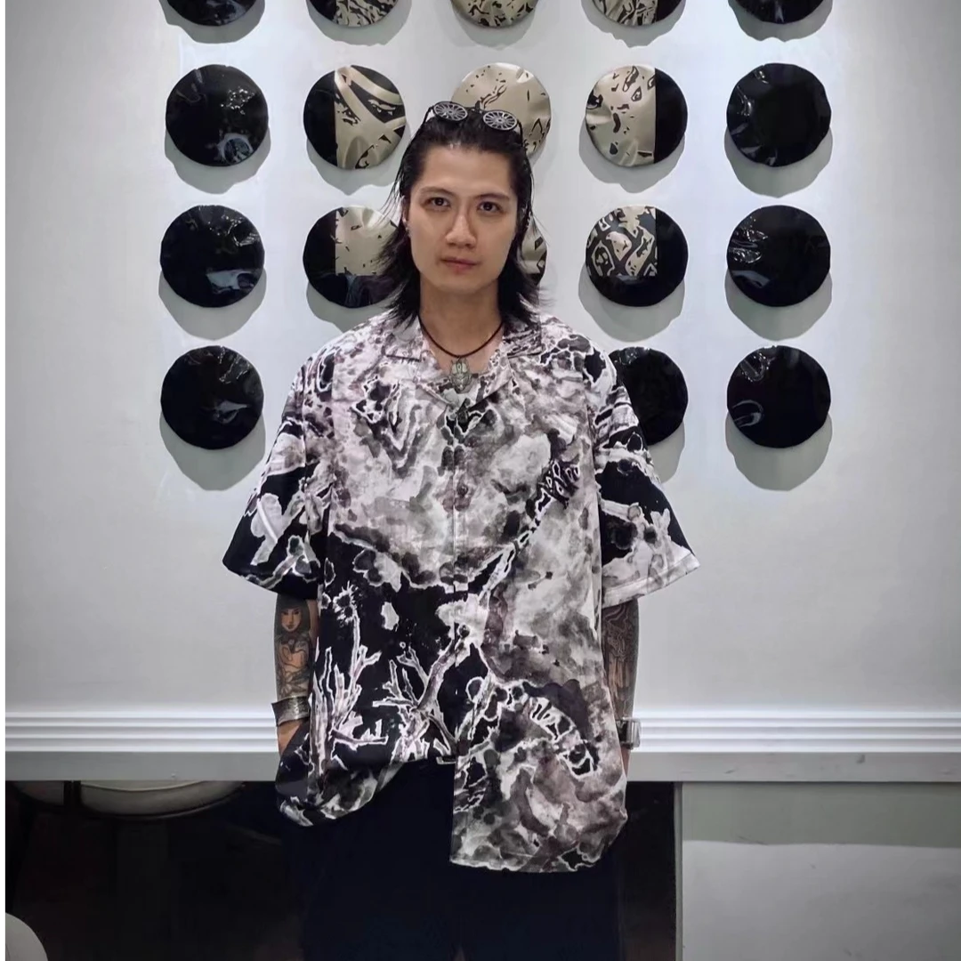 艺术家-游波YOBOB联名水墨新中式印花衬衣男女同款设计感嘻哈国潮