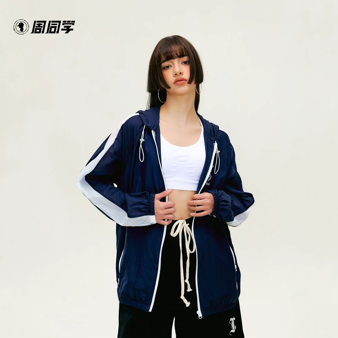 周杰伦周同学休闲运动风薄款风衣男夏季百搭时尚连帽长袖弹力潮流