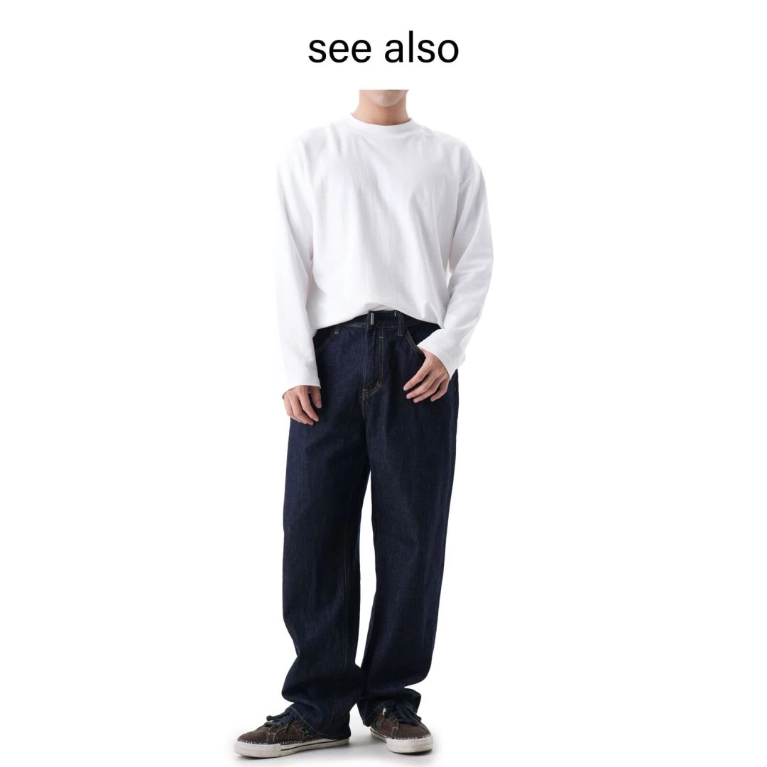 SEE ALSO 美式复古纯色牛仔裤直筒宽松休闲长裤男女款LD3832