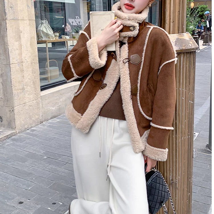 【苏苏精选】C6115百搭时尚机车加厚外套