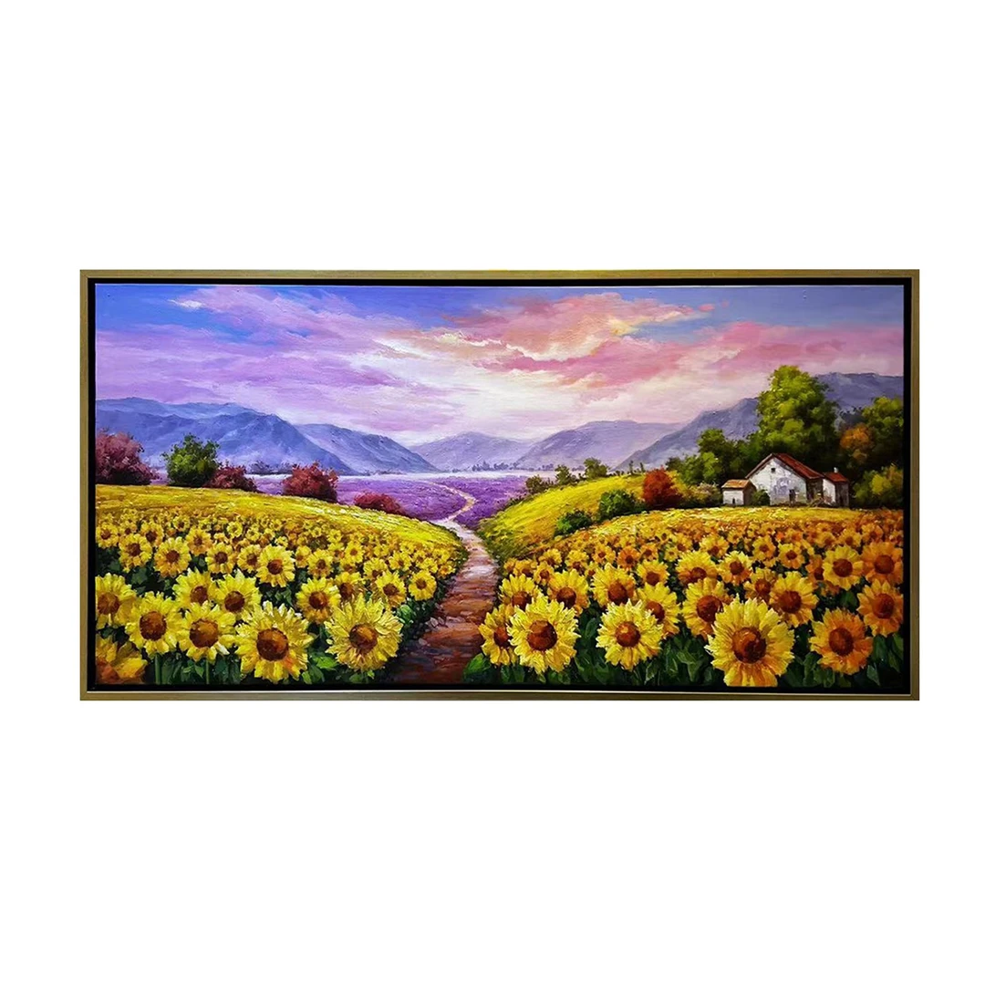 纯手绘油画【向日葵】带框尺寸90*170cm油画卧室玄关客厅温馨