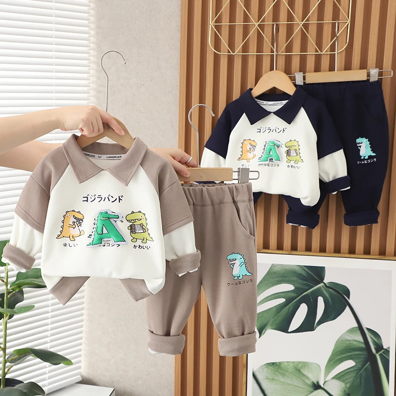 LQ时髦翻领卫衣帅气2023新款儿童装宝宝衣服休闲春款