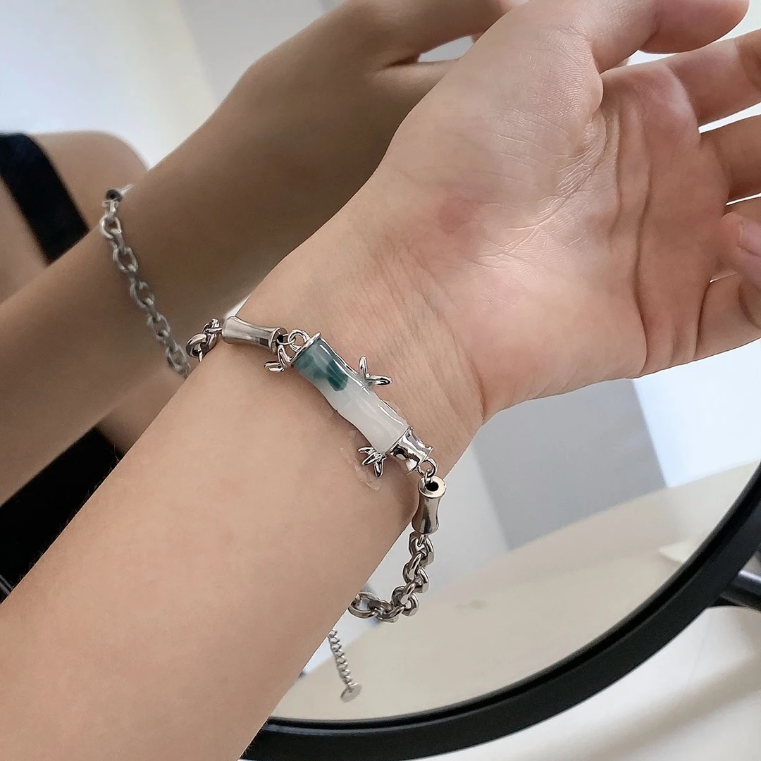 新中式轻奢竹节造型手链ins小众设计手饰女夏冷淡风情侣百搭手环